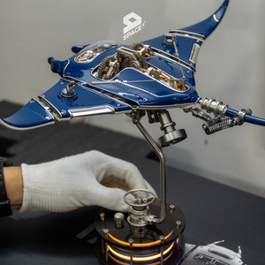 Steampunk Mobula Manta Ray 3D Mechanical Metal