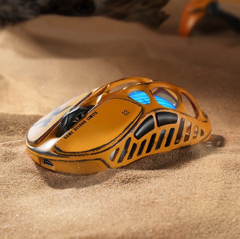 GravaStar Gaming Mouse Special Edition Battle Worn-Yellow – Ultra-Light 49g, 32,000 DPI Sensor, Tri-Mode