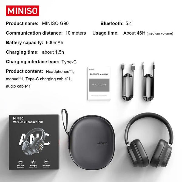 MINISO G90 Wireless Headphones - Noise Cancellation Technology, Touch Control, and High-Quality Sound