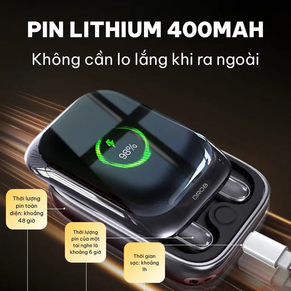 หูฟังบลูทูธ DROB G9 TWS - หน้าจอสัมผัสและแบตเตอรี่ 400mAh ใช้งานได้ 48 ชั่วโมง